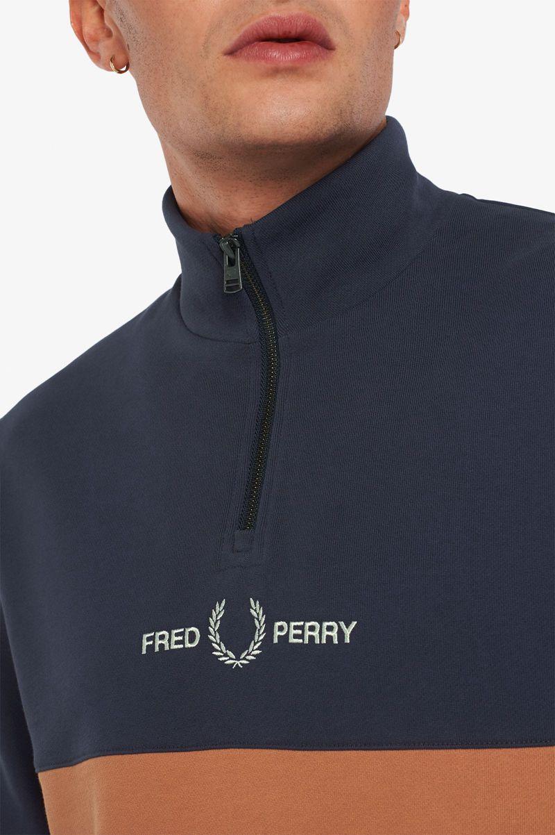 Bronze Fred Perry Colour Block Half Zip Men's Sweatshirts | PH 1565AHKP